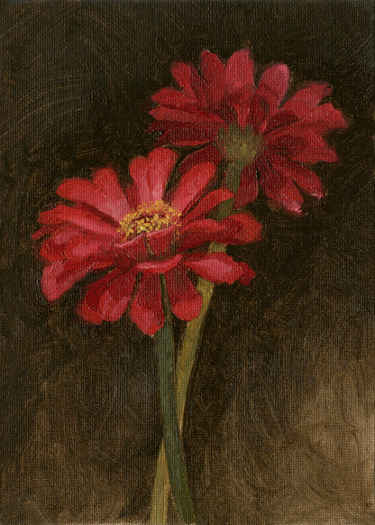 Pink Zinnias - Original Painting