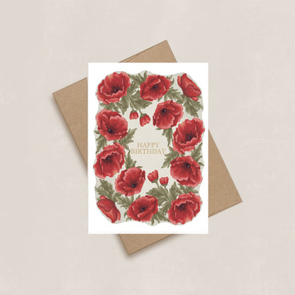 Poppies Birthday Card | August Birth Flower