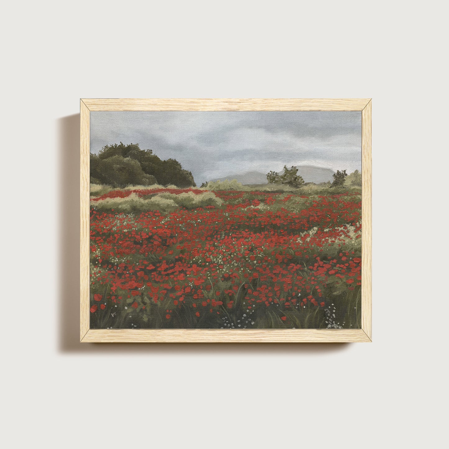 Poppy Fields with an Overcast Sky